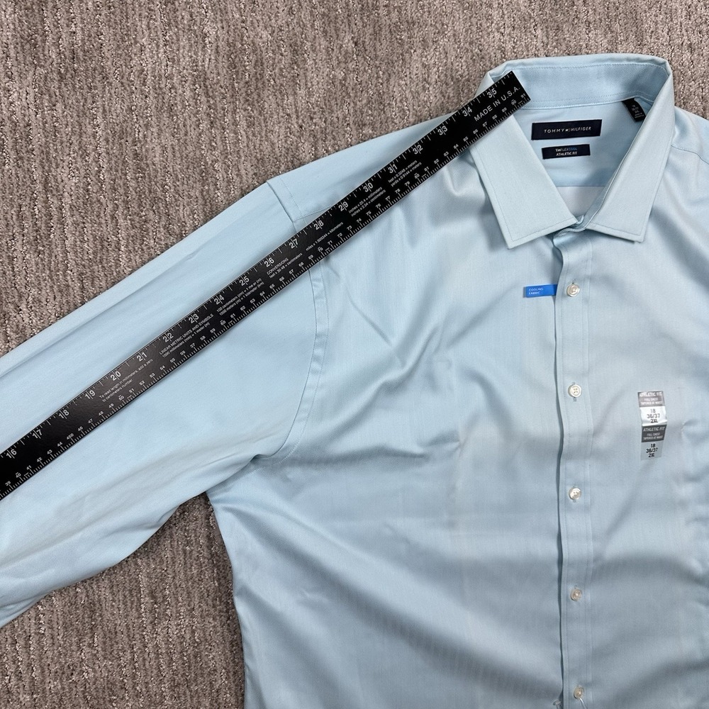 NWT Tommy Hilfiger Shirt The Flex Cool Athletic Fit Mens 2XL Blue Long Sleeve - Picture 7 of 12